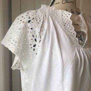 LOFT white perforated detail shirt